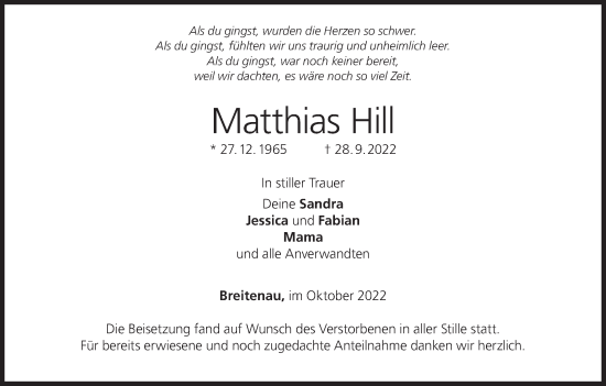 Anzeige von Matthias Hill von MGO