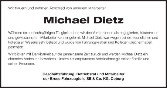 Anzeige von Michael Dietz von MGO