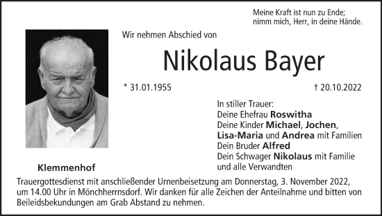 Anzeige von Nikolaus Bayer von MGO