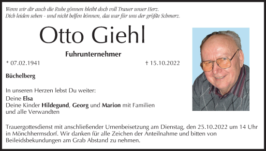 Anzeige von Otto Giehl von MGO