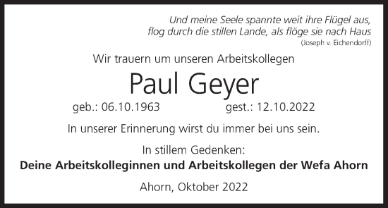 Anzeige von Paul Geyer von MGO
