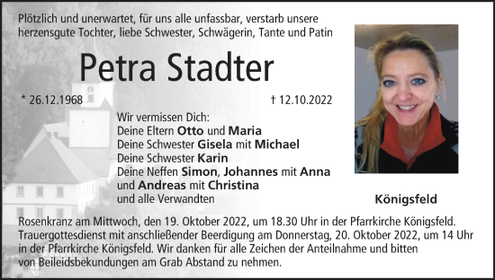 Anzeige von Petra Stadter von MGO