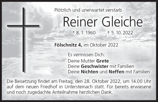 Anzeige von Reiner Gleiche von MGO