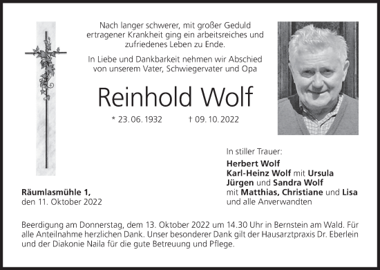 Anzeige von Reinhold Wolf von MGO