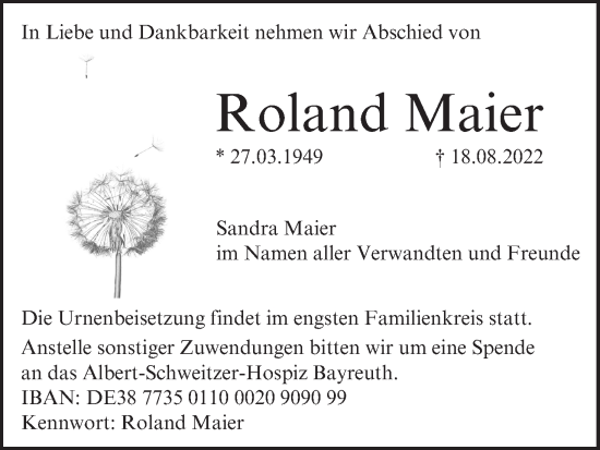 Anzeige von Roland Maier von MGO