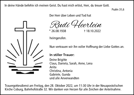 Anzeige von Rudi Heerlein von MGO