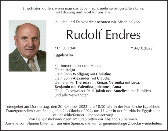 Anzeige von Rudolf Endres von MGO