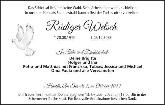 Anzeige von Rüdiger Welsch von MGO