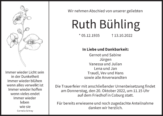 Anzeige von Ruth Bühling von MGO