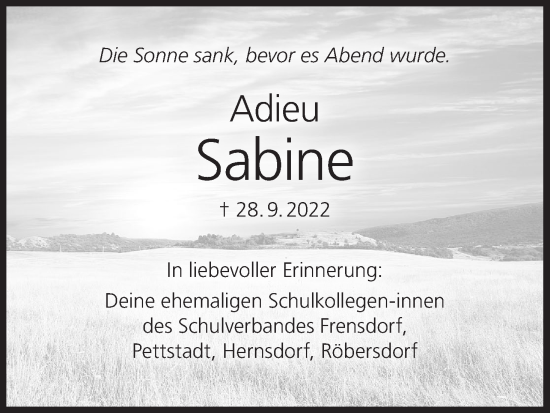 Anzeige von Sabine Stich von MGO