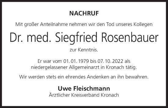 Anzeige von Siegfried Rosenbauer von MGO