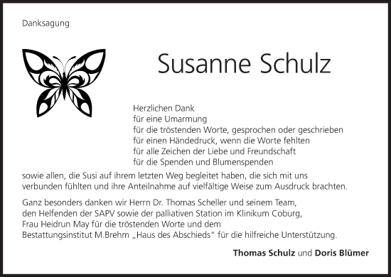 Anzeige von Susanne Schulz von MGO
