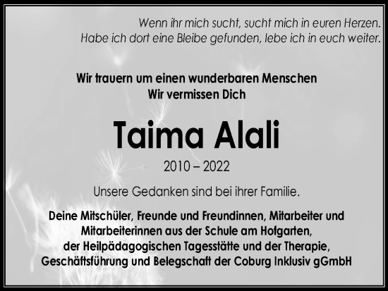 Anzeige von Taima Alali von MGO