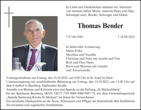 Anzeige von Thomas Bender von MGO
