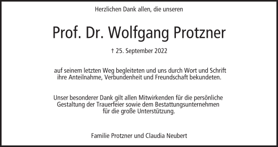 Anzeige von Wolfgang Protzner von MGO