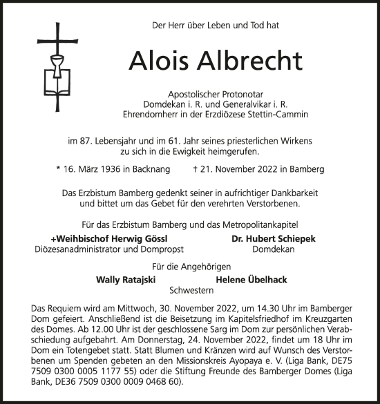 Anzeige von Alois Albecht von MGO