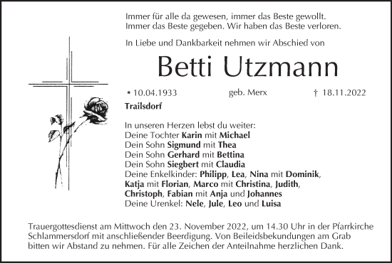 Anzeige von Betti Utzmann von MGO