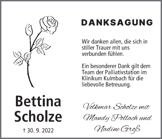 Anzeige von Bettina Scholze von MGO