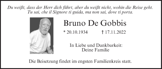 Anzeige von Bruno De Gobbis von MGO