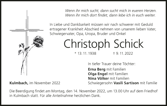 Anzeige von Christoph Schick von MGO
