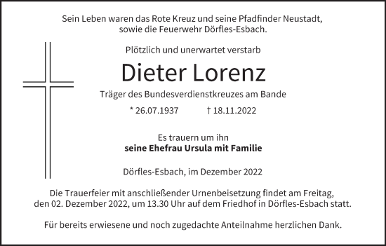 Anzeige von Dieter Lorenz von MGO