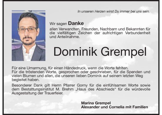Anzeige von Dominik Grempel von MGO