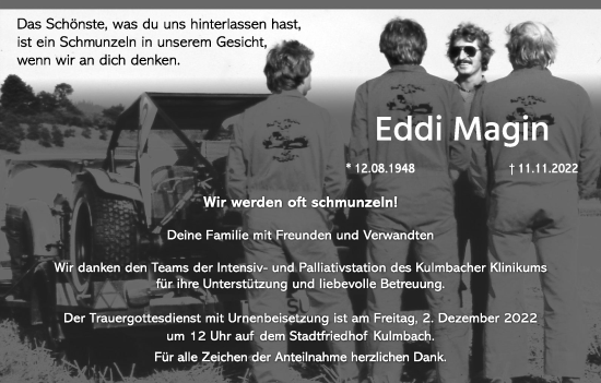 Anzeige von Eddi Magin von MGO