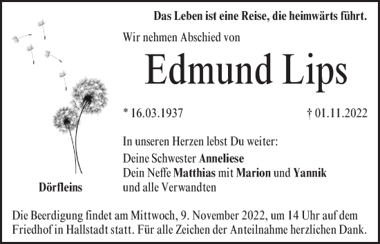 Anzeige von Edmund Lips von MGO