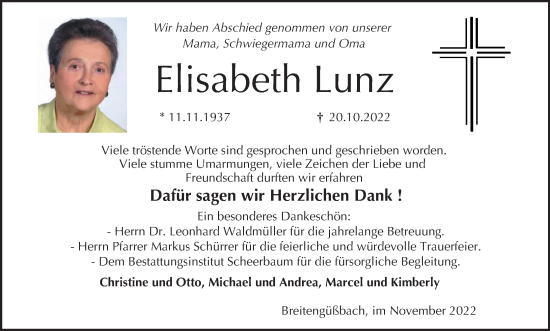 Anzeige von Elisabeth Lunz von MGO
