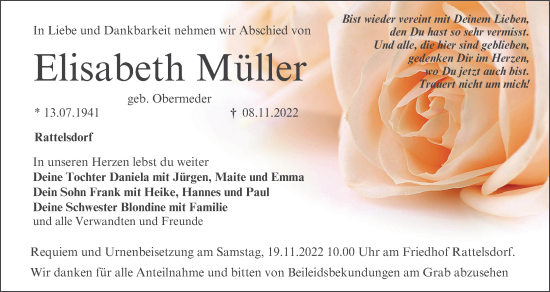 Anzeige von Elisabeth Müller von MGO