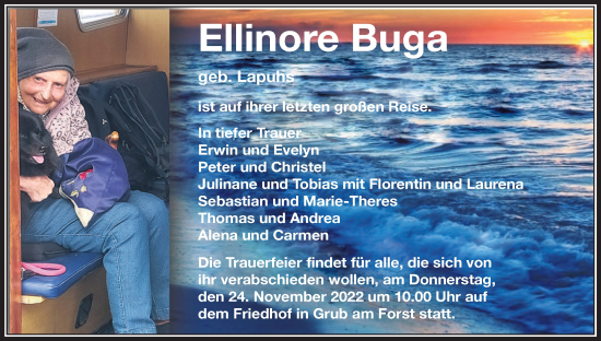 Anzeige von Ellinore Buga von MGO