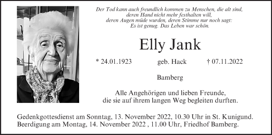 Anzeige von Elly Jank von MGO