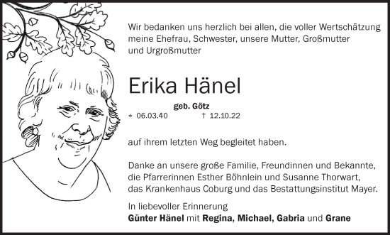 Anzeige von Erika Hänel von MGO