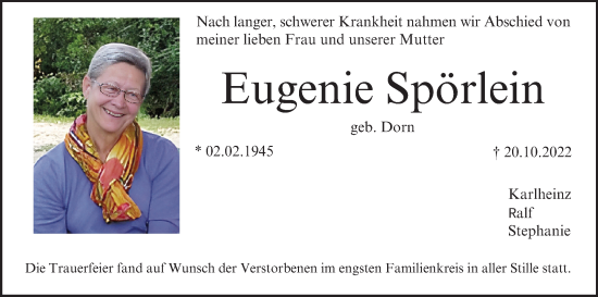 Anzeige von Eugenie Spörlein von MGO