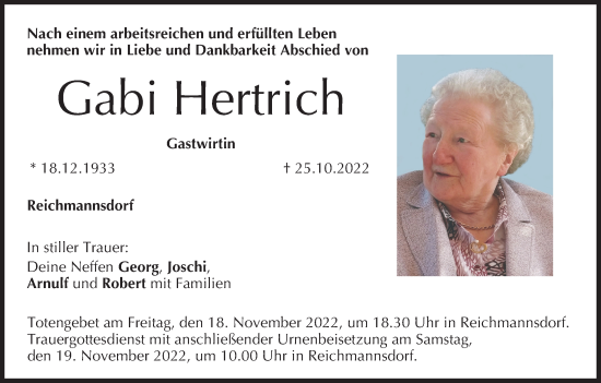 Anzeige von Gabi Hertrich von MGO