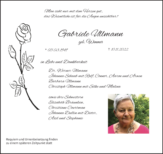 Anzeige von Gabriele Ullmann von MGO