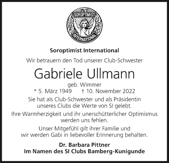 Anzeige von Gabriele Ullmann von MGO