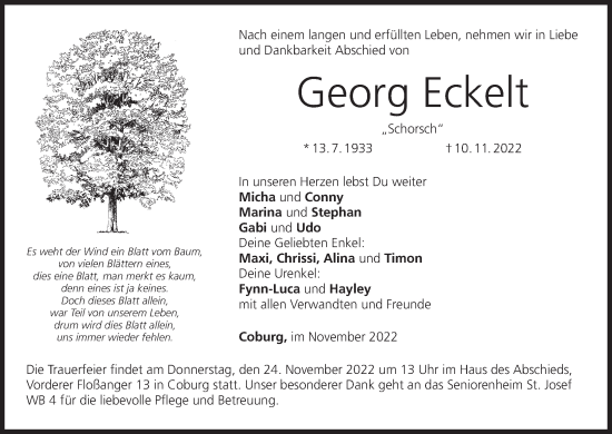 Anzeige von Georg Eckelt von MGO