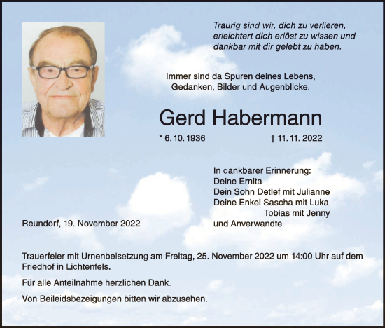 Anzeige von Gerd Habermann von MGO