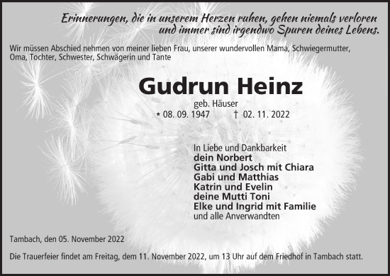 Anzeige von Gudrun Heinz von MGO