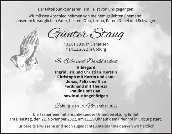 Anzeige von Günter Stang von MGO