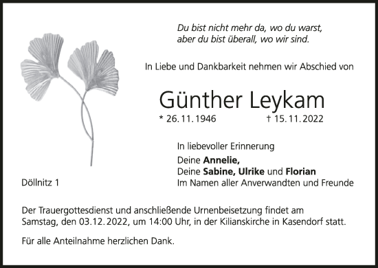 Anzeige von Günther Leykam von MGO