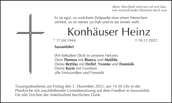 Anzeige von Heinz Konhäuser von MGO