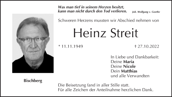 Anzeige von Heinz Streit von MGO