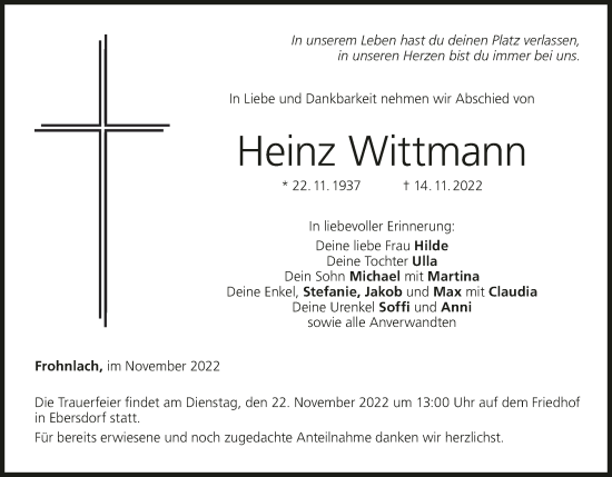 Anzeige von Heinz Wittmann von MGO