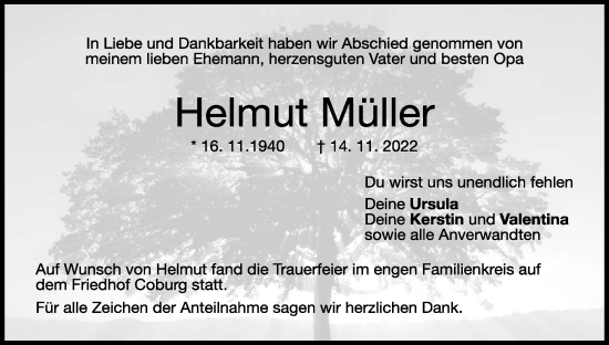 Anzeige von Helmut Müller von MGO