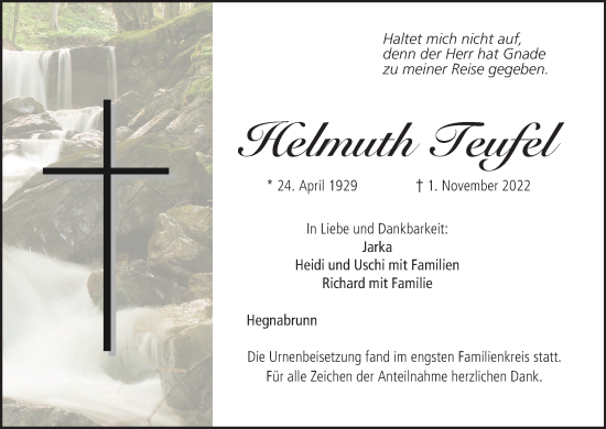 Anzeige von Helmuth Teufel von MGO