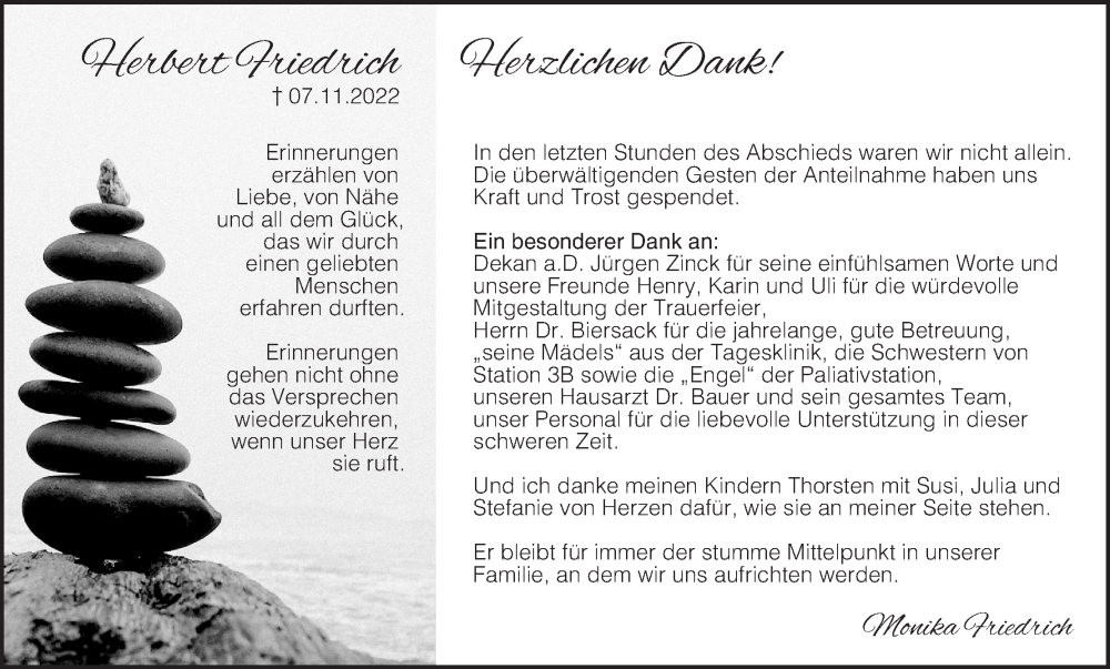  Traueranzeige für Herbert Friedrich vom 25.11.2022 aus MGO
