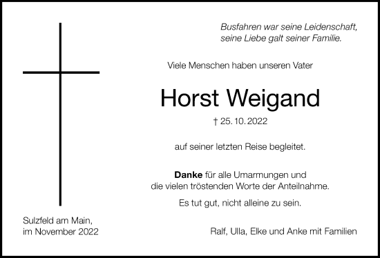 Anzeige von Horst Weigand von MGO