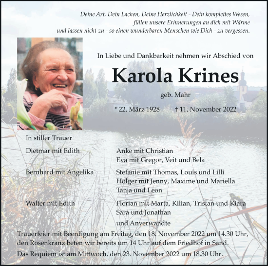 Anzeige von Karola Krines von MGO